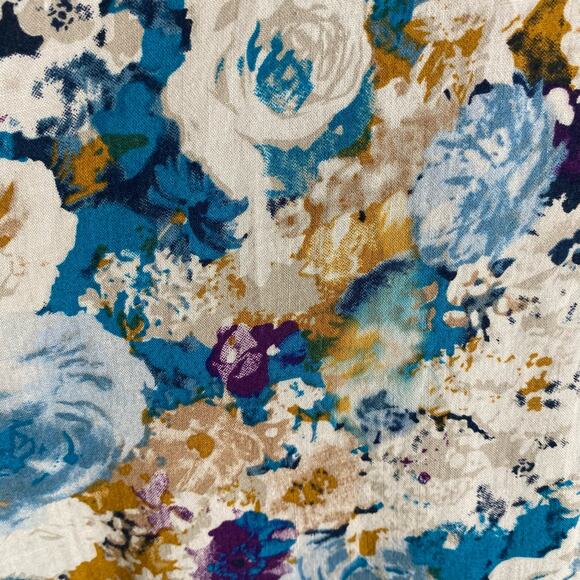 Umgee Sz S Floral Mini Dress Blue Purple Gold Boho Cottagecore Peasant Bohemian - Picture 6 of 11